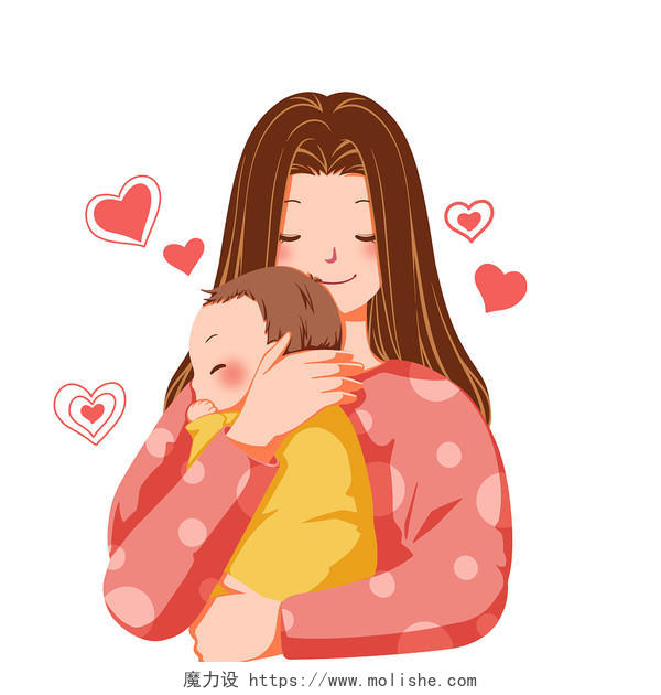 母亲和婴儿母亲抱着宝宝妈妈怀抱着婴儿睡觉母婴人物元素